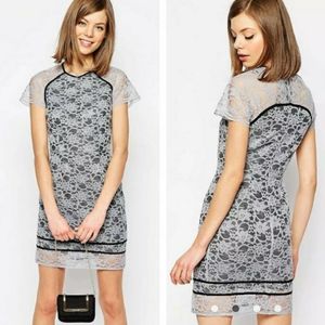 ASOS lace dress NWT gray with black lining